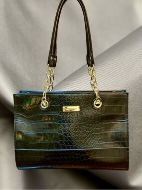 Anne Klein Croc-Embossed tote Bag Chain handles New